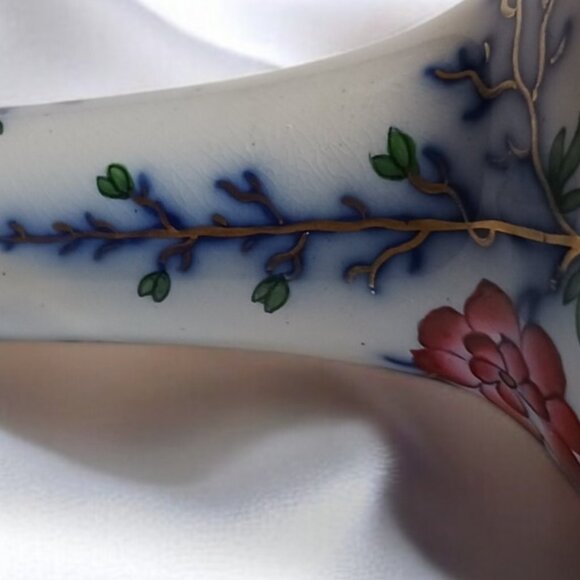 Antique Hand-Painted Asian Style Bud Vase Elegant Peony Gilded Accents, … - Picture 11 of 16